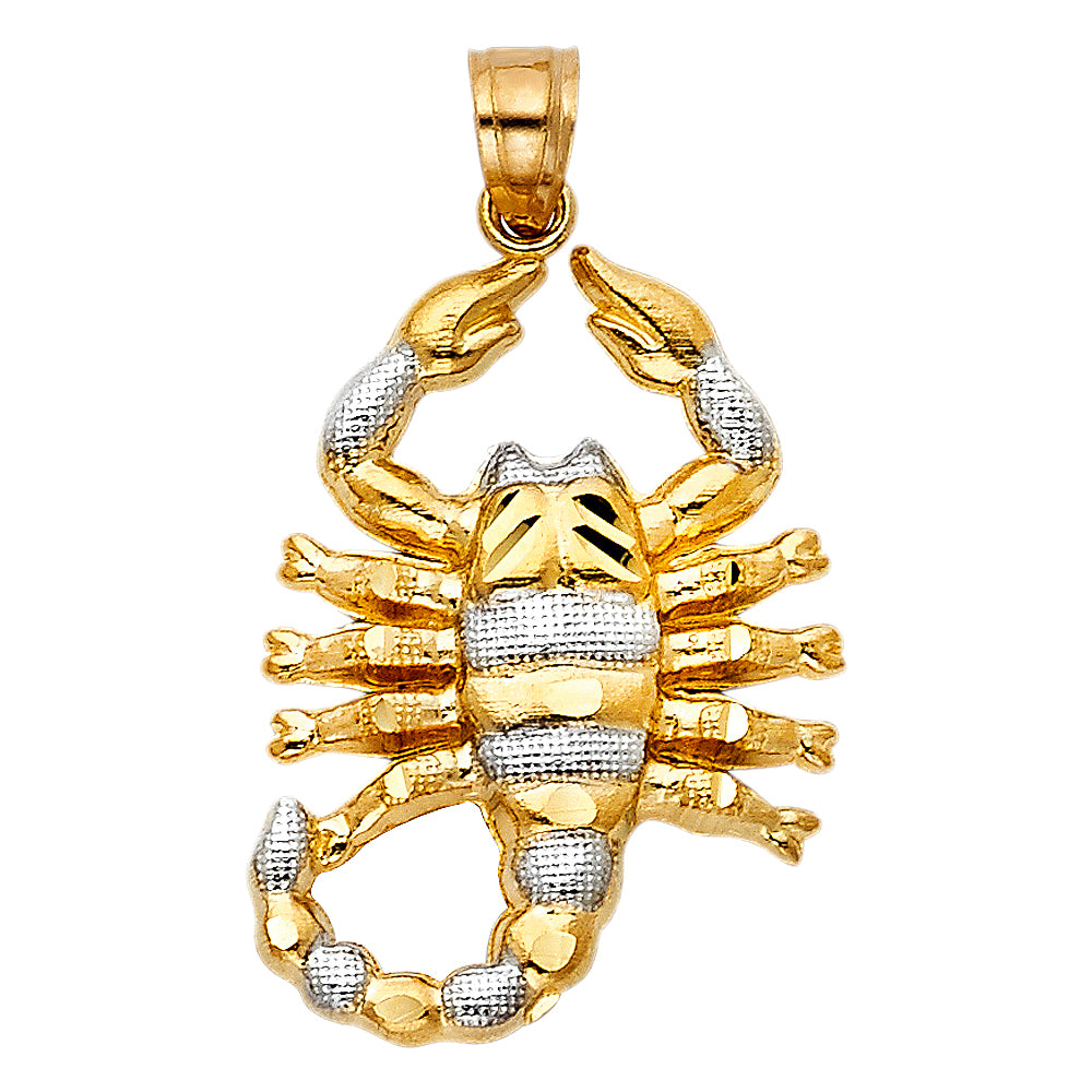 14K Two-tone Gold Scorpion Charm Pendant  (28mm x 20mm)