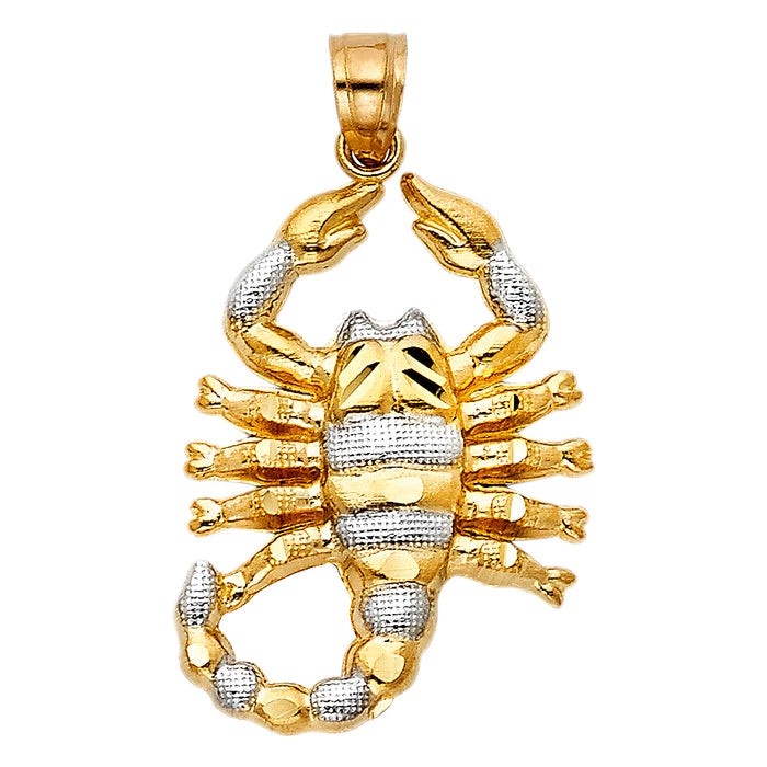 14K Two-tone Gold Scorpion Charm Pendant  (28mm x 20mm)
