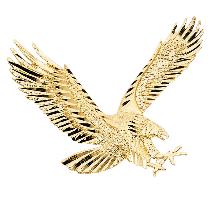 14k Yellow Gold Eagle Charm Pendant  (35mm x 45mm)