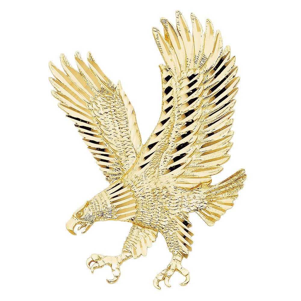 14k Yellow Gold Large Eagle Charm Pendant  (62mm x 43mm)