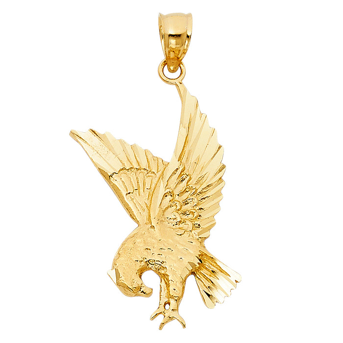 14k Yellow Gold Eagle Charm Pendant  (29mm x 20mm)