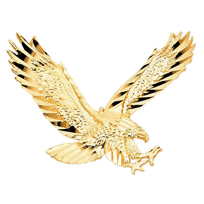 14k Yellow Gold Eagle Charm Pendant  (22mm x 30mm)