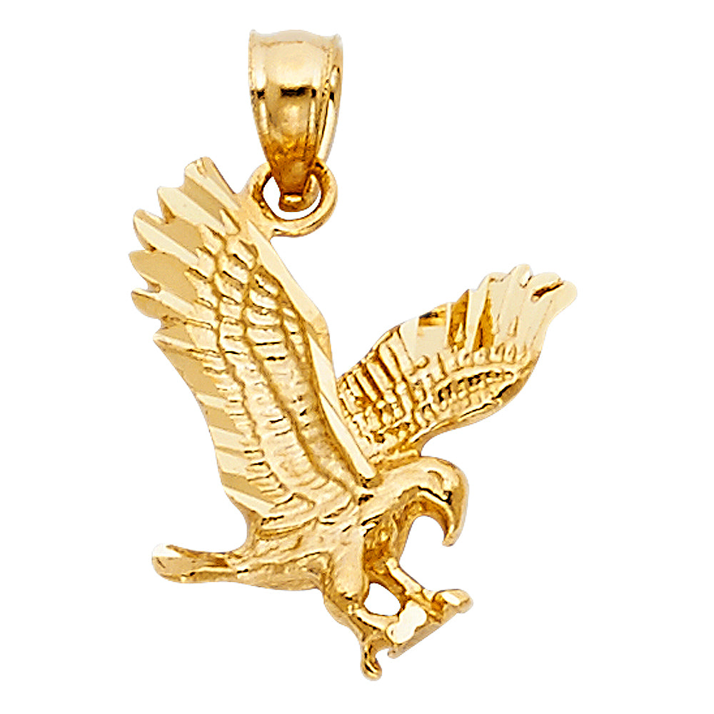 14k Yellow Gold Eagle Charm Pendant  (17mm x 14mm)