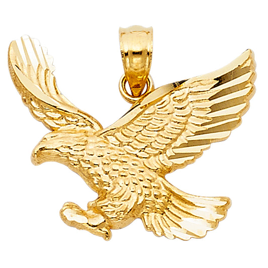 14k Yellow Gold Small/Mini Eagle Charm Pendant  (17mm x 21mm)