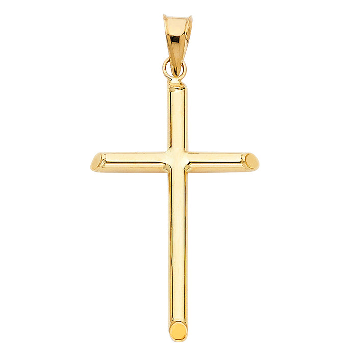 14k Yellow Gold Religious Hollow Round Tubular Cross (20 X 40mm)