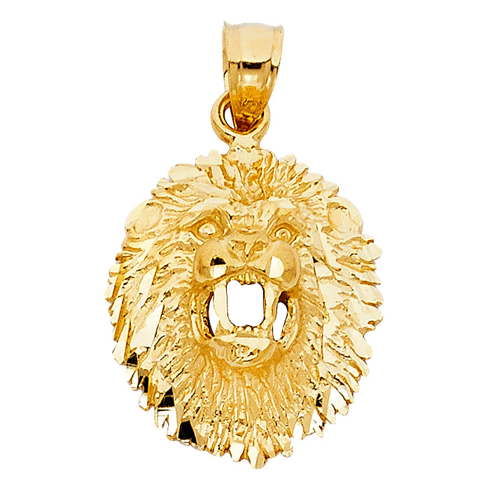 14k Yellow Gold Lion Charm Pendant  (21mm x 18mm)