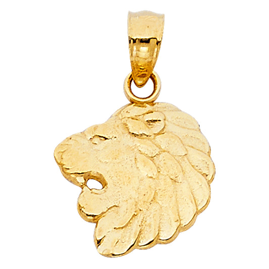 14k Yellow Gold Small/Mini Lion Charm Pendant  (12mm x 13mm)