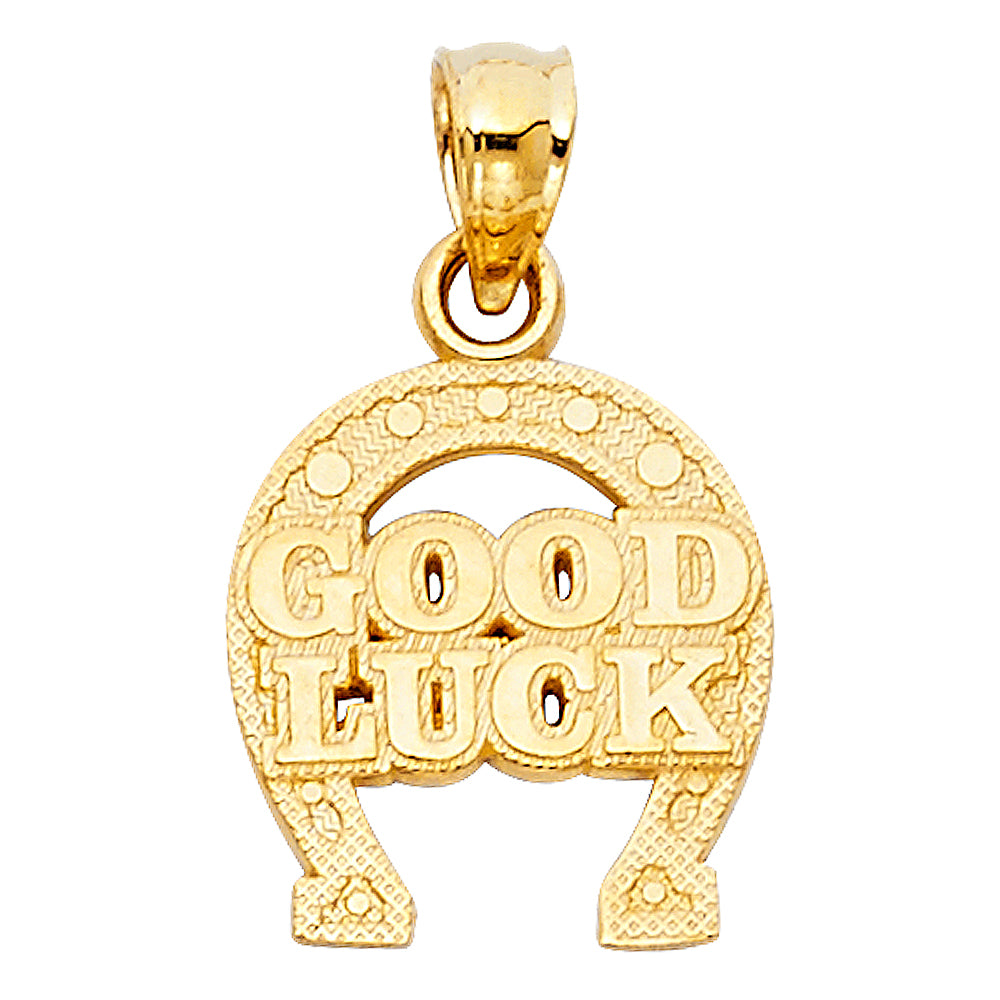 14k Yellow Gold Small/Mini Lucky Horseshoe Charm Pendant  (13mm x 12mm)