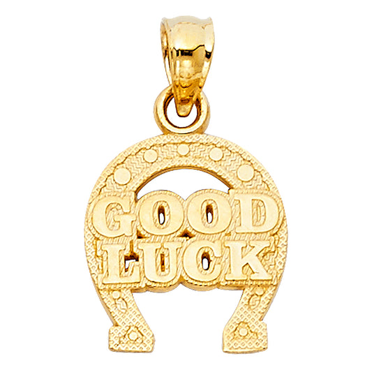 14k Yellow Gold Small/Mini Lucky Horseshoe Charm Pendant  (13mm x 12mm)