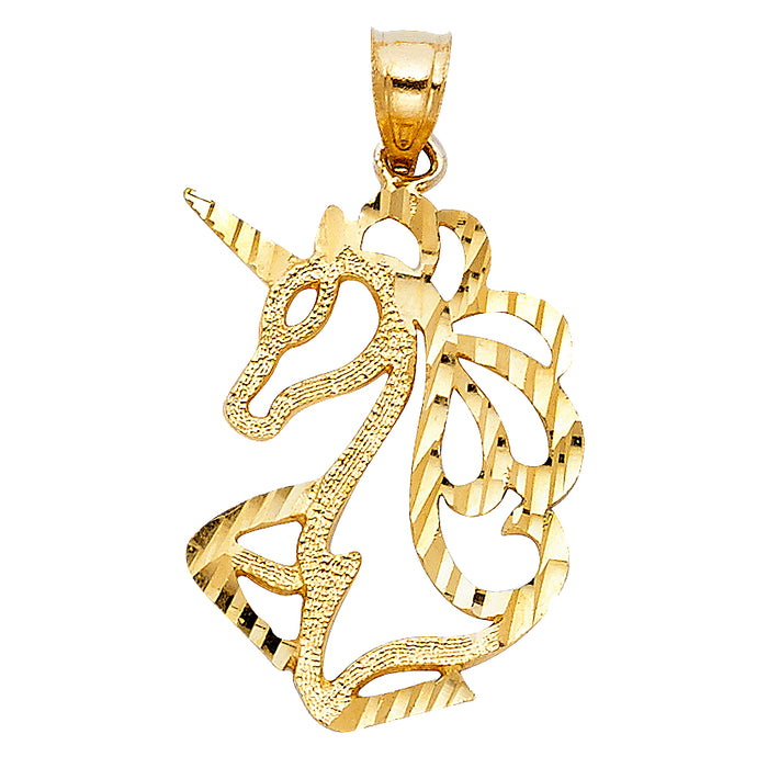 14k Yellow Gold Unicorn Pendant (25mm x 20mm)