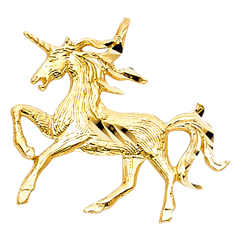 14k Yellow Gold Small/Mini Unicorn Pendant (18mm x 20mm)