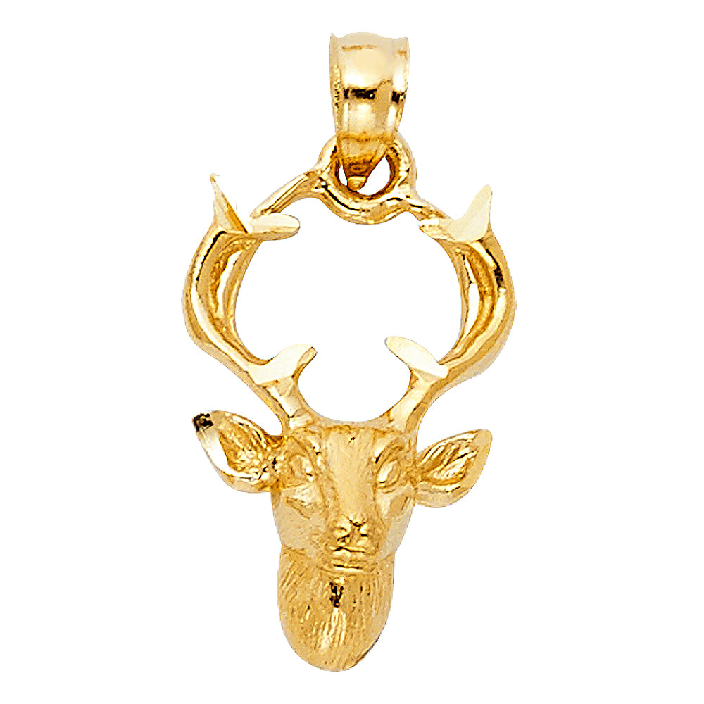 14k Yellow Gold Buck Charm Pendant  (18mm x 12mm)