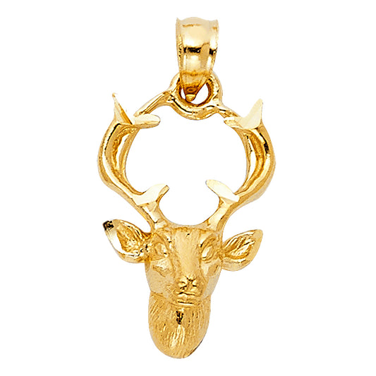 14k Yellow Gold Buck Charm Pendant  (18mm x 12mm)