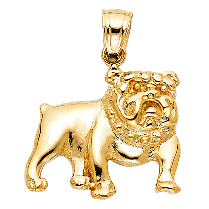 14k Yellow Gold Bulldog Charm Pendant  (15mm x 19mm)