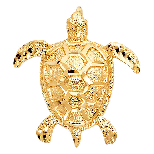 14k Yellow Gold Turtle Charm Pendant  (31mm x 28mm)