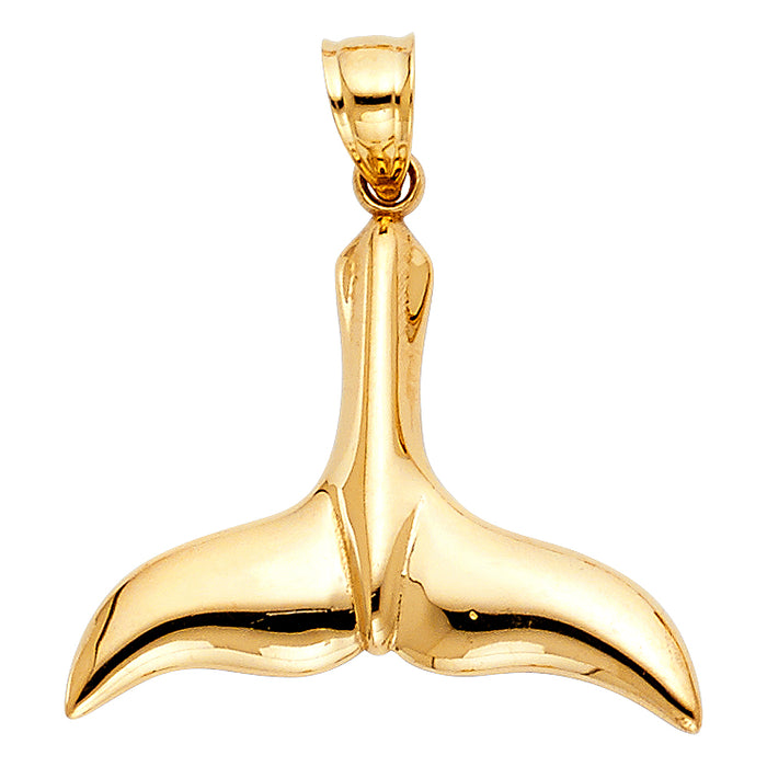 14k Yellow Gold Tail Of Dolphin Charm Pendant  (22mm x 25mm)