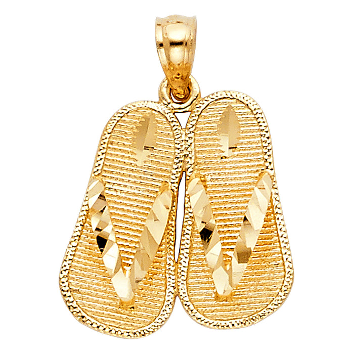 14k Yellow Gold Sandal Charm Pendant  (17mm x 17mm)