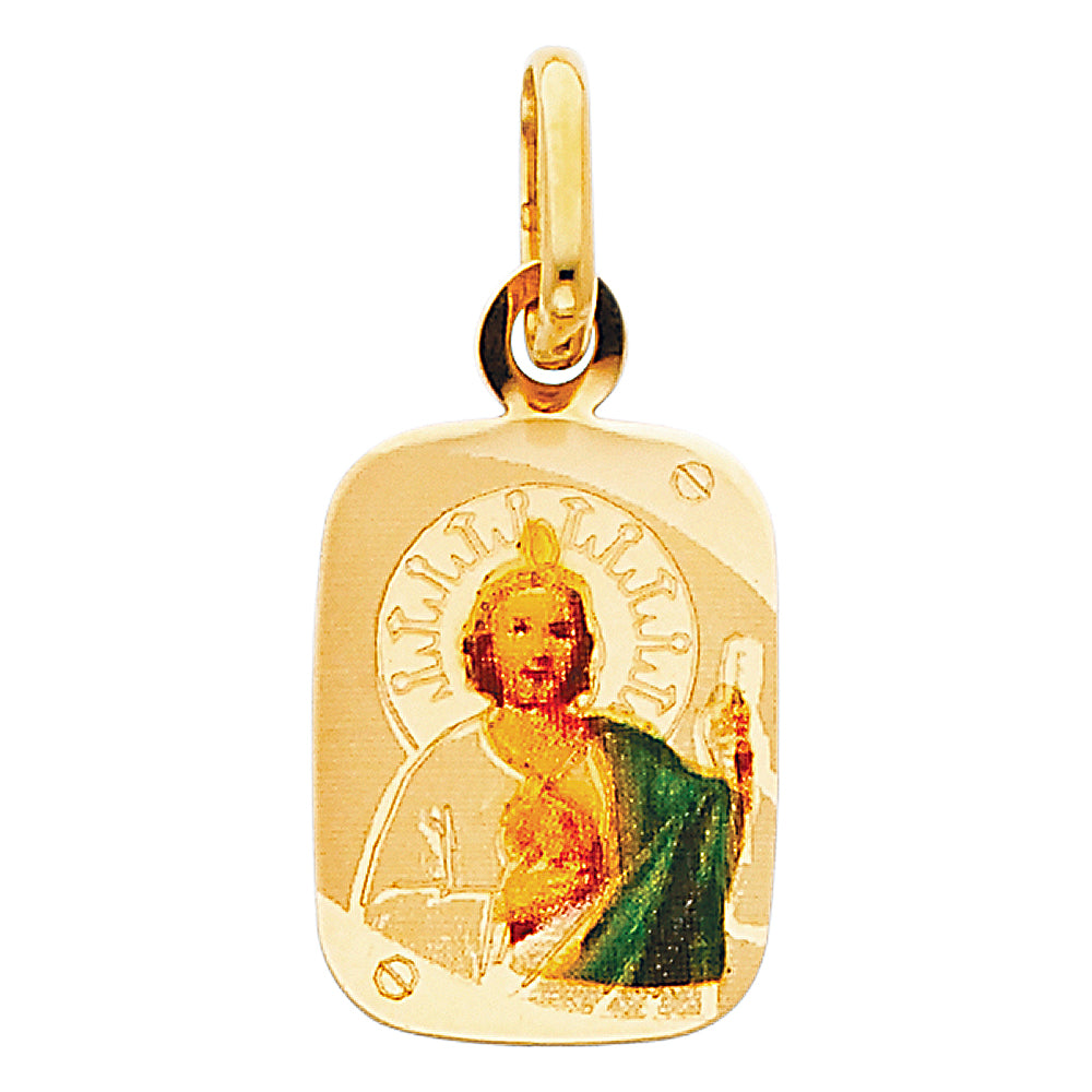 14k Yellow Gold Small/Mini Saint Jude Thaddeus Picture Charm Pendant  (21mm x 13mm)