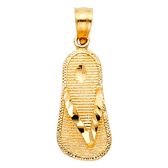 14k Yellow Gold Small/Mini Sandal Charm Pendant  (17mm x 9mm)