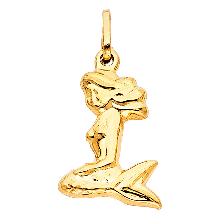 14k Yellow Gold Mermaid Charm Pendant  (20mm x 14mm)