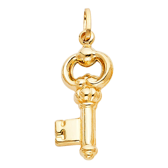 14k Yellow Gold Key Charm Pendant  (25mm x 25mm)