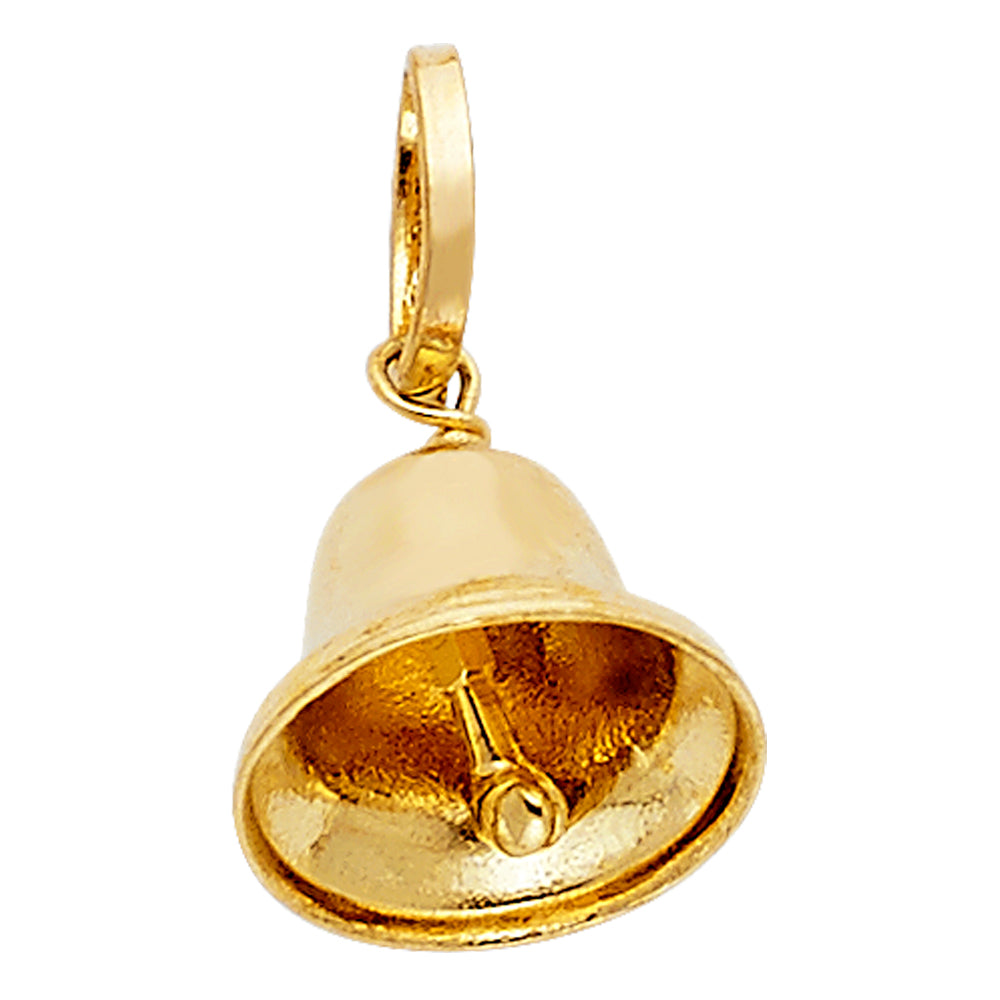14k Yellow Gold Bell Small/Mini Charm Pendant  (10mm x 10mm)