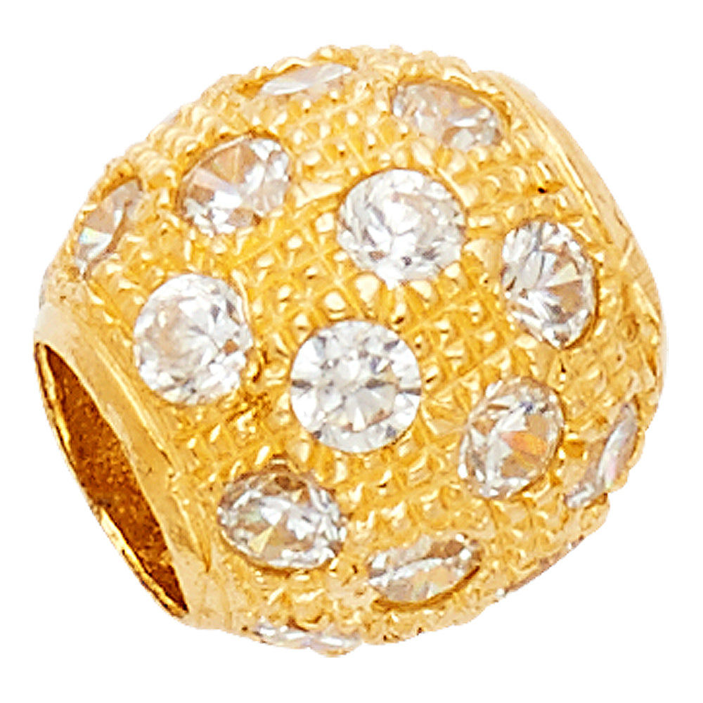 14k Yellow Gold with White CZ Accented Sphere Small/Mini Charm Pendant  (10mm x 10mm)