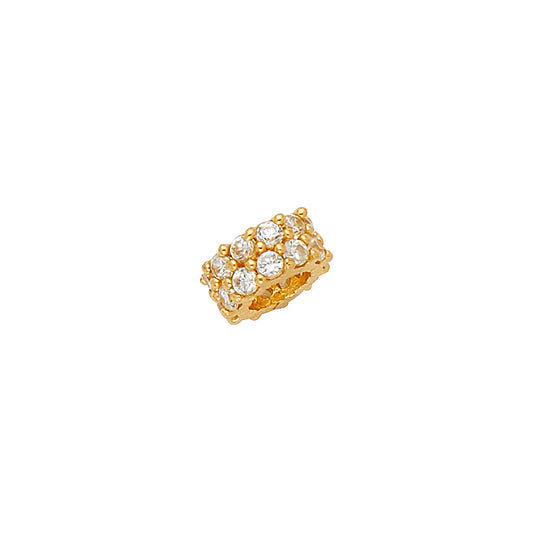 14k Yellow Gold with White CZ Accented Small/Mini 2 Row Tiny Charm Pendant  (5mm x 7mm)
