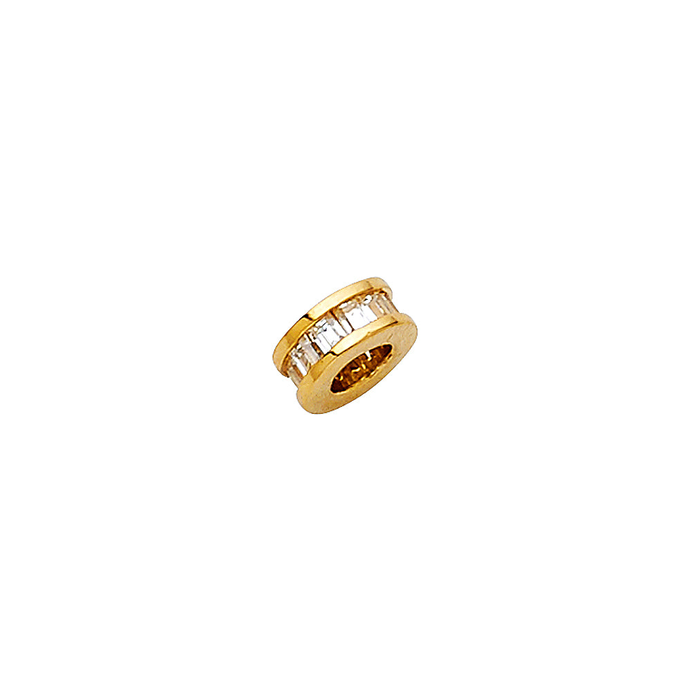 14k Yellow Gold with White CZ Accented Small/Mini Tiny Charm Pendant  (6mm x 6mm)