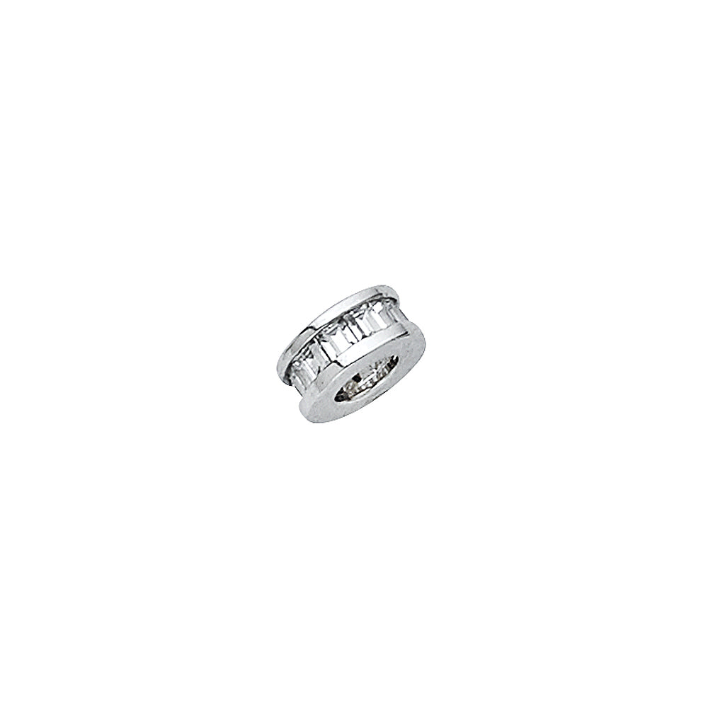 14k White Gold with White CZ Accented Small/Mini Tiny Charm Pendant  (6mm x 6mm)
