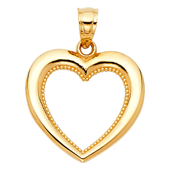 14k Yellow Gold Small/Mini Heart Charm Pendant  (15mm x 16mm)