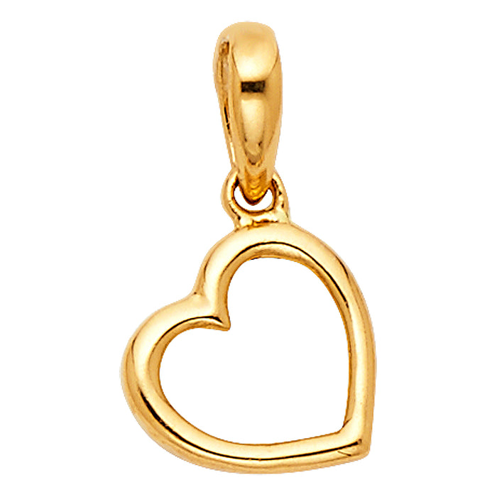 14k Yellow Gold Small/Mini Heart Charm Pendant  (9mm x 9mm)
