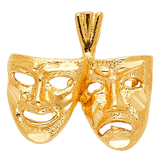 14k Yellow Gold Mask Charm Pendant  (12mm x 18mm)