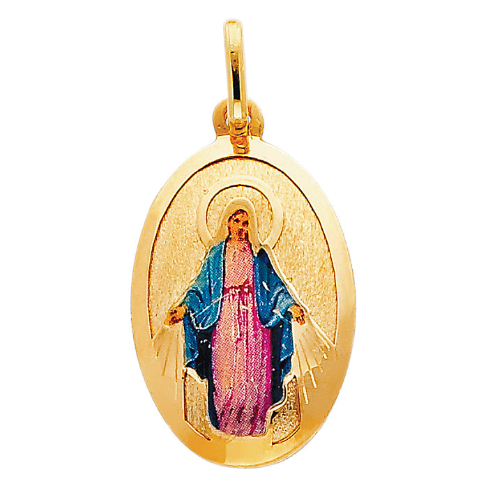 14k Yellow Gold Milagrosa Picture Charm Pendant  (26mm x 18mm)