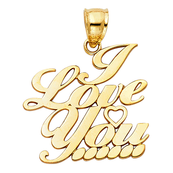 14k Yellow Gold I Love You Heart Charm Pendant  (19mm x 20mm)