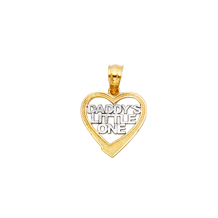 14K Two-tone Gold Small/Mini Heart Charm Pendant  (17mm x 12mm)
