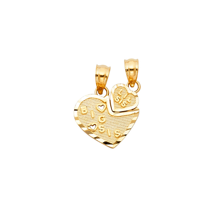 14k Yellow Gold Small/Mini Heart 2 Piece Breakable Charm Pendant  (18mm x 13mm)