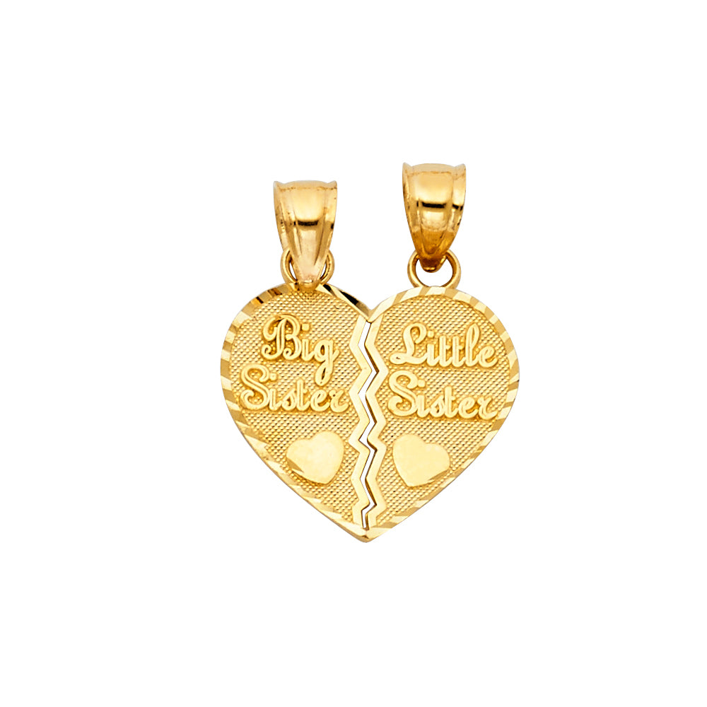 14k Yellow Gold Heart 2 Piece Breakable Charm Pendant  (22mm x 18mm)