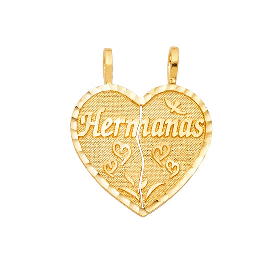 14k Yellow Gold Heart 2 Piece Breakable Charm Pendant  (25mm x 22mm)