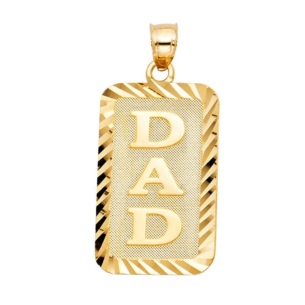 14k Yellow Gold Dad Charm Pendant  (33mm x 18mm)