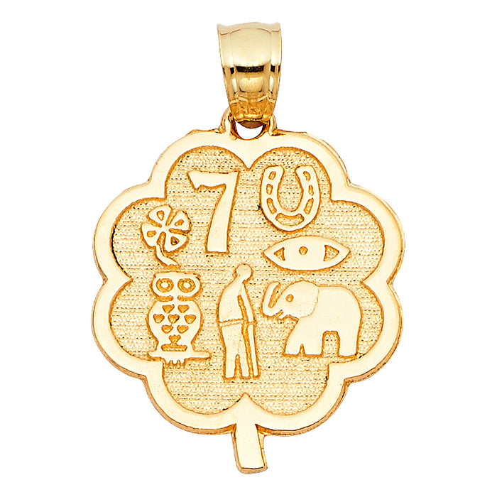 14K Tri-Color Gold Lucky Charm Pendant  (20mm x 18mm)