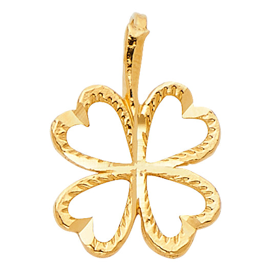 14k Yellow Gold Small/Mini Heart Clover Charm Pendant  (11mm x 11mm)