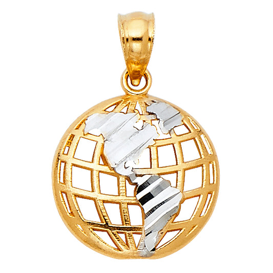 14K Two-tone Gold Small/Mini Glove Charm Pendant  (13mm x 13mm)