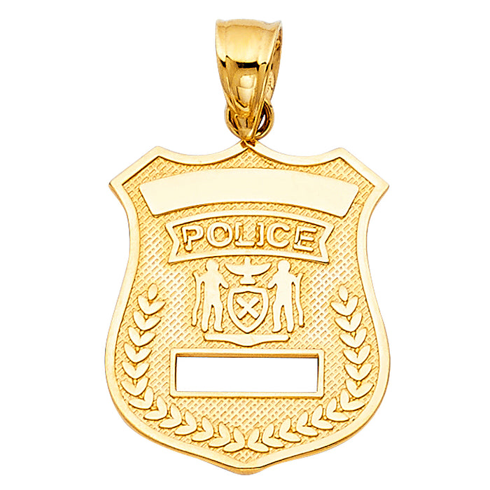 14k Yellow Gold Police Charm Pendant  (20mm x 17mm)