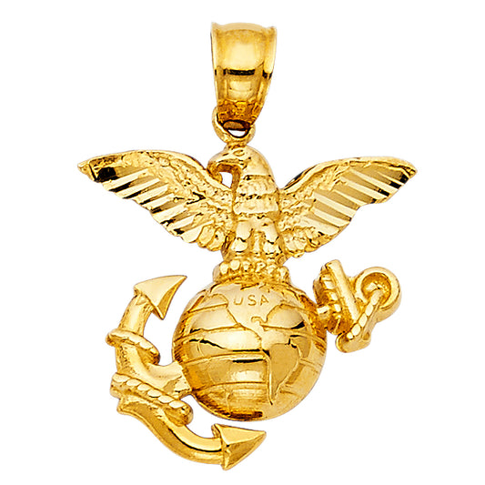 14k Yellow Gold USA Logo Charm Pendant  (19mm x 20mm)