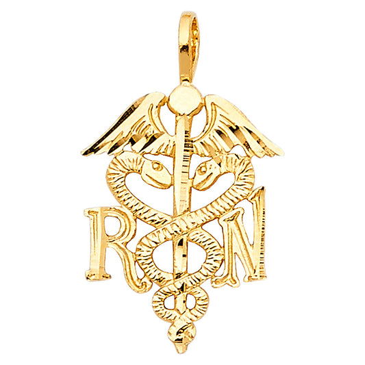 14k Yellow Gold Small/Mini Symbol Of Medical Service Charm Pendant  (20mm x 13mm)