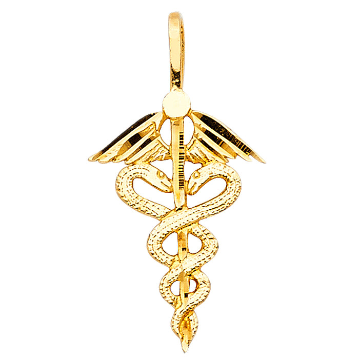 14k Yellow Gold Small/Mini Symbol Of Medical Service Charm Pendant  (21mm x 9mm)