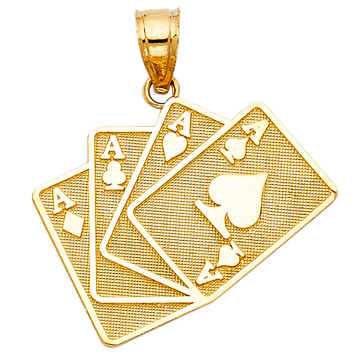 14k Yellow Gold A Poker Charm Pendant  (21mm x 25mm)