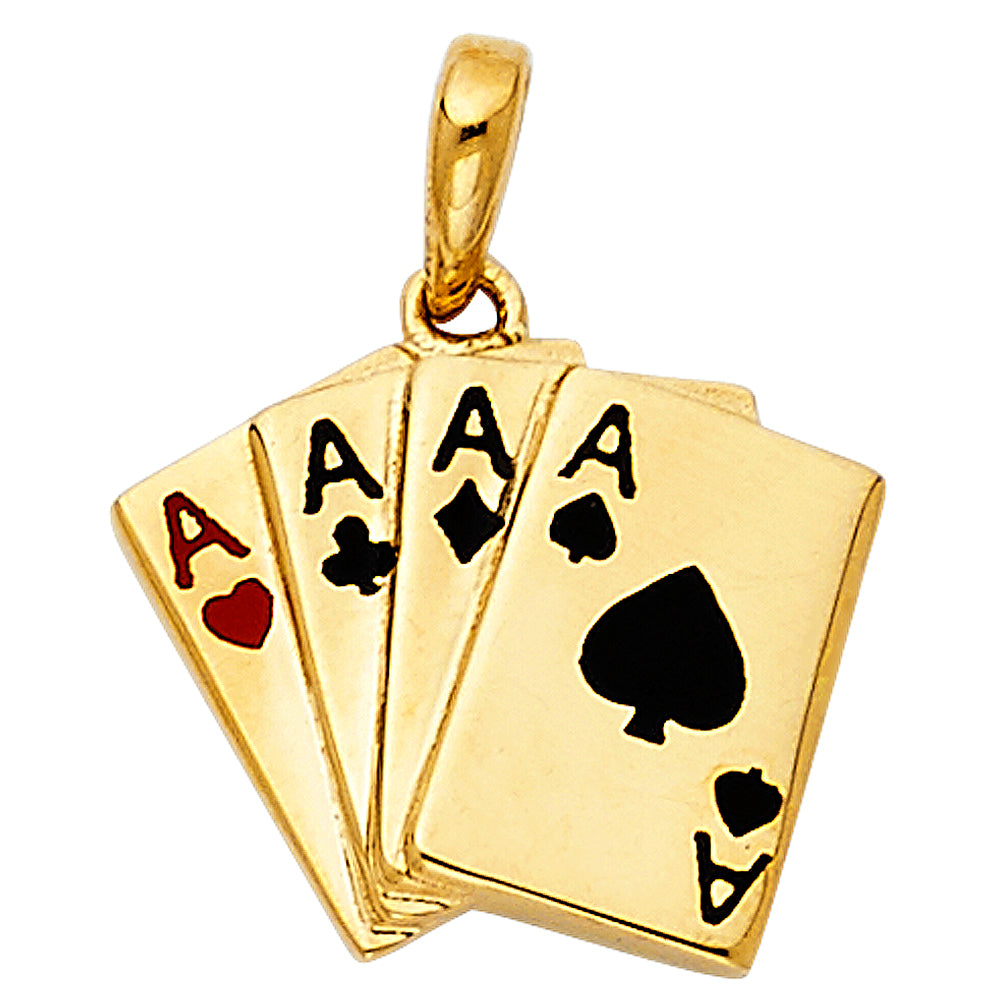 14k Yellow Gold A Poker Charm Pendant  (13mm x 16mm)