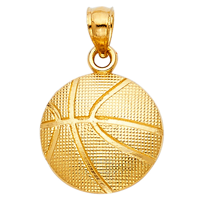 14k Yellow Gold Small/Mini Basketball Ball Charm Pendant  (14mm x 14mm)